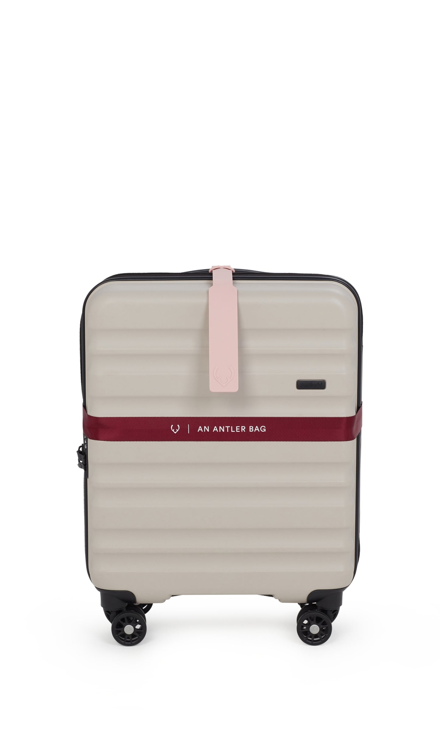 Antler luggage tag in moorland pink